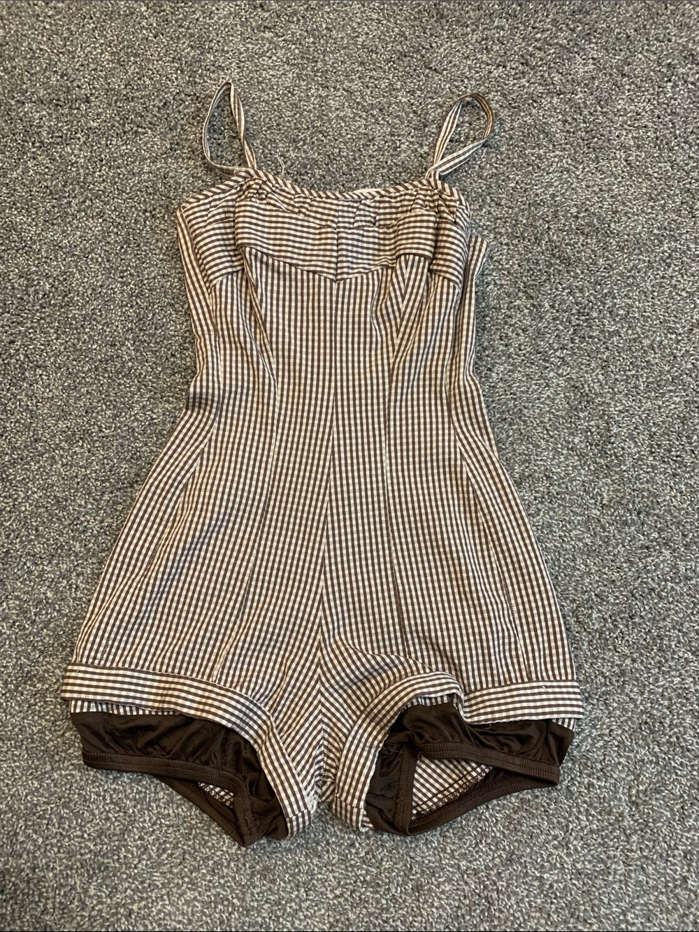 Brown Striped One-Piece Romper